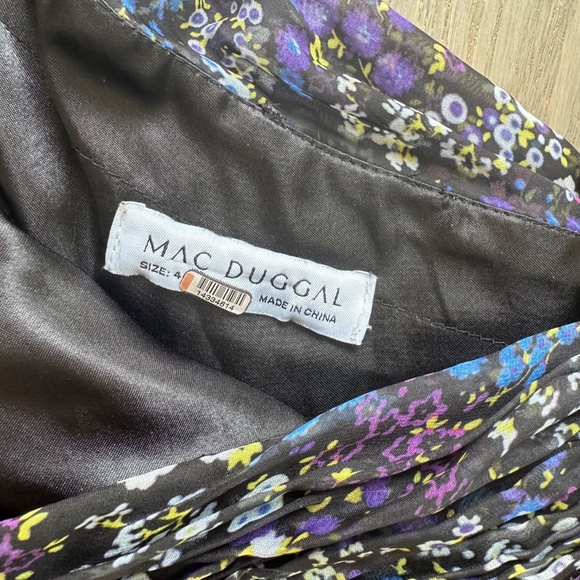 Ieena for Mac Duggal One Shoulder Floral Gown Maxi Dress Purple Chiffon Size 4 - Picture 4 of 13